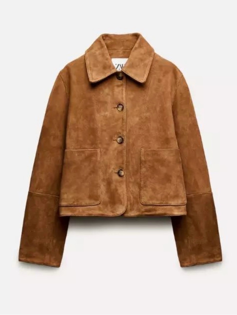 Zara Camel ZW Collection Leather Suede Jacket  size Large, NWT